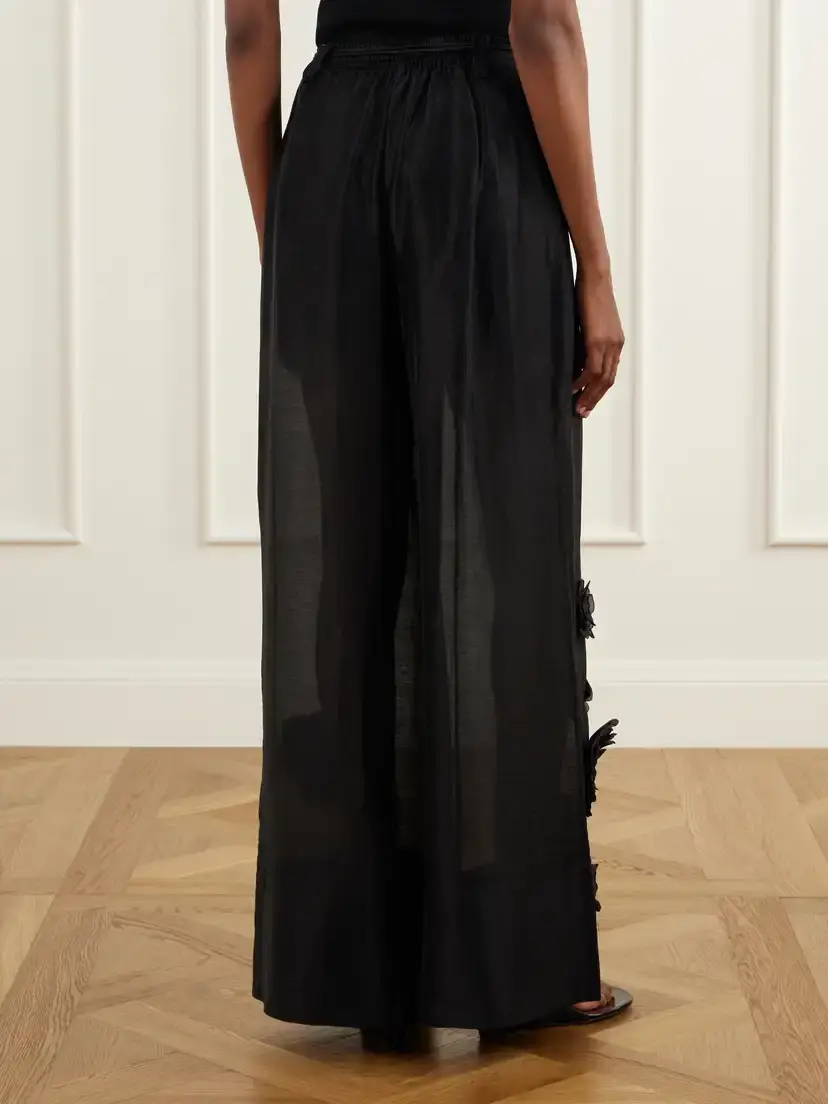 Aje Cloudscape Flower-appliqué Lyocell And Linen-blend Mid-rise Wide-leg Pants | Thumbnail 4 Aje Cloudscape Flower-appliqué Lyocell And Linen-blend Mid-rise Wide-leg Pants | Thumbnail 4