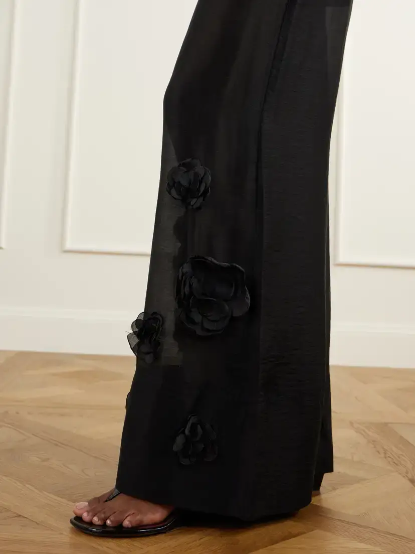 Aje Cloudscape Flower-appliqué Lyocell And Linen-blend Mid-rise Wide-leg Pants | Thumbnail 5 Aje Cloudscape Flower-appliqué Lyocell And Linen-blend Mid-rise Wide-leg Pants | Thumbnail 5