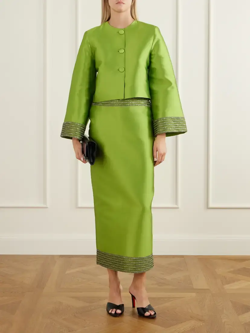 DESTREE Monica Embroidered Satin Midi Skirt | Thumbnail 2 DESTREE Monica Embroidered Satin Midi Skirt | Thumbnail 2