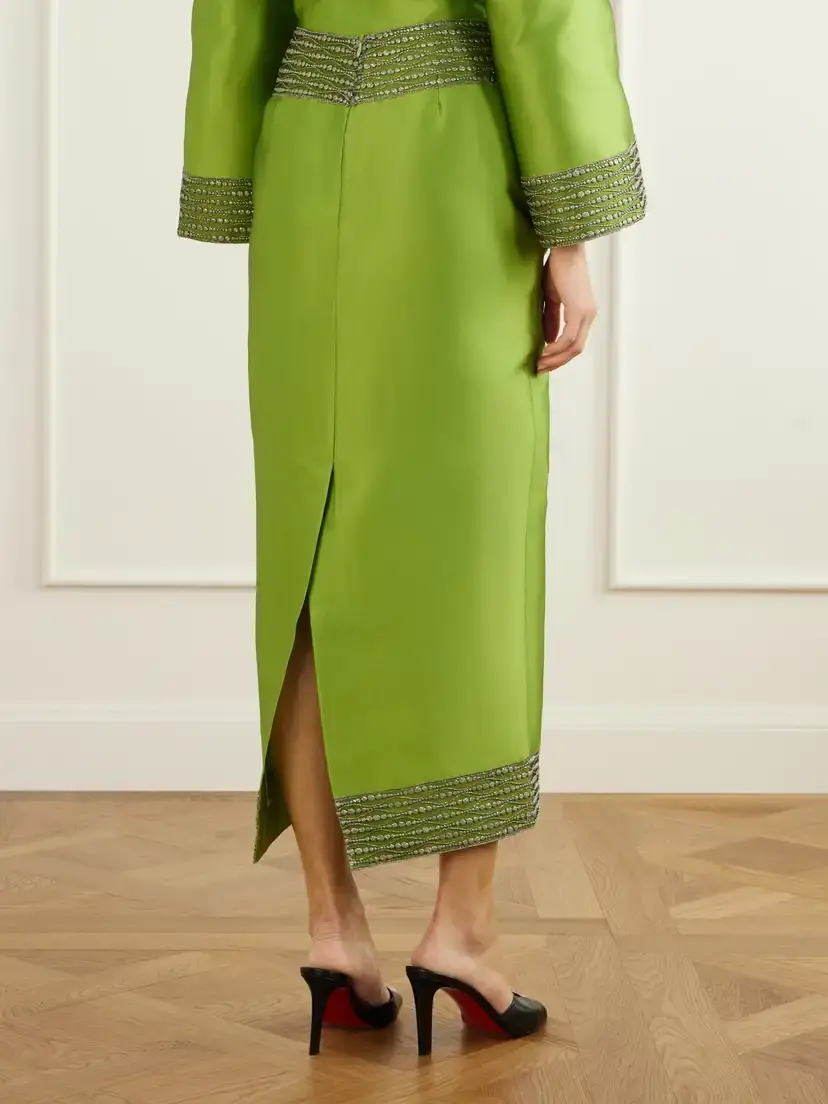 DESTREE Monica Embroidered Satin Midi Skirt | Thumbnail 4 DESTREE Monica Embroidered Satin Midi Skirt | Thumbnail 4