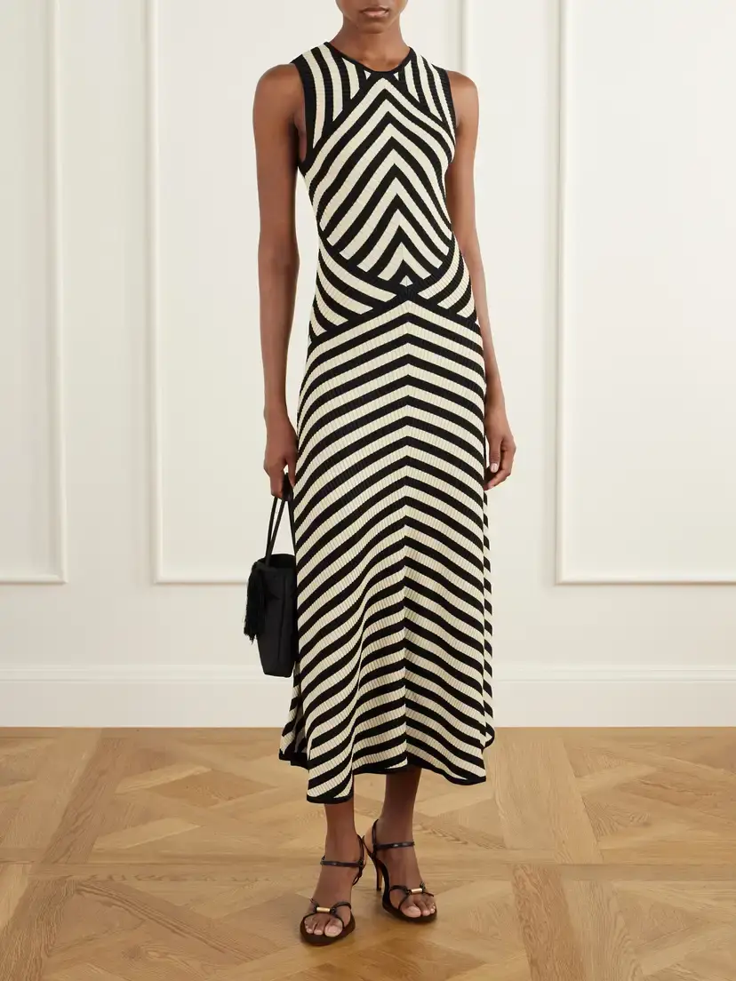 Zimmermann Valiant Deco Striped Ribbed Jersey Midi Dress | Thumbnail 2 Zimmermann Valiant Deco Striped Ribbed Jersey Midi Dress | Thumbnail 2