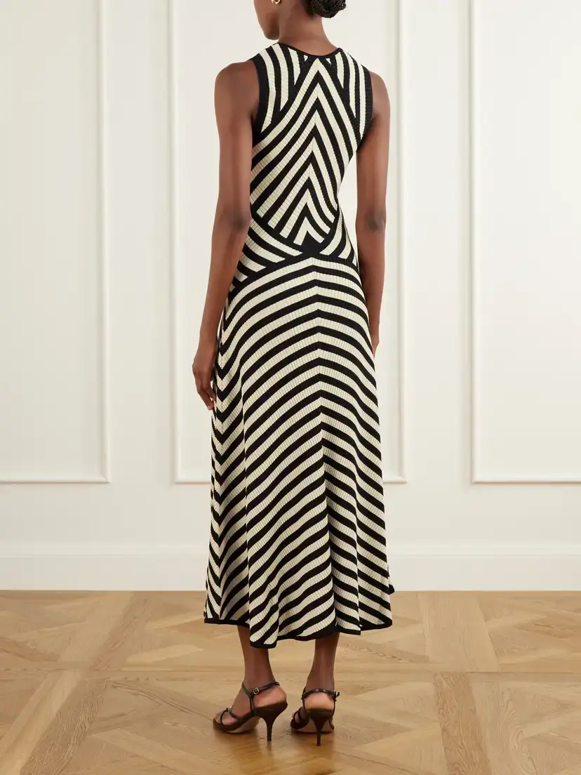 Zimmermann Valiant Deco Striped Ribbed Jersey Midi Dress | Thumbnail 3 Zimmermann Valiant Deco Striped Ribbed Jersey Midi Dress | Thumbnail 3