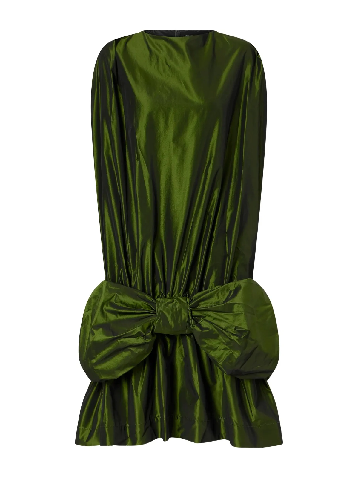 Bow-detailed Taffeta Midi Dress