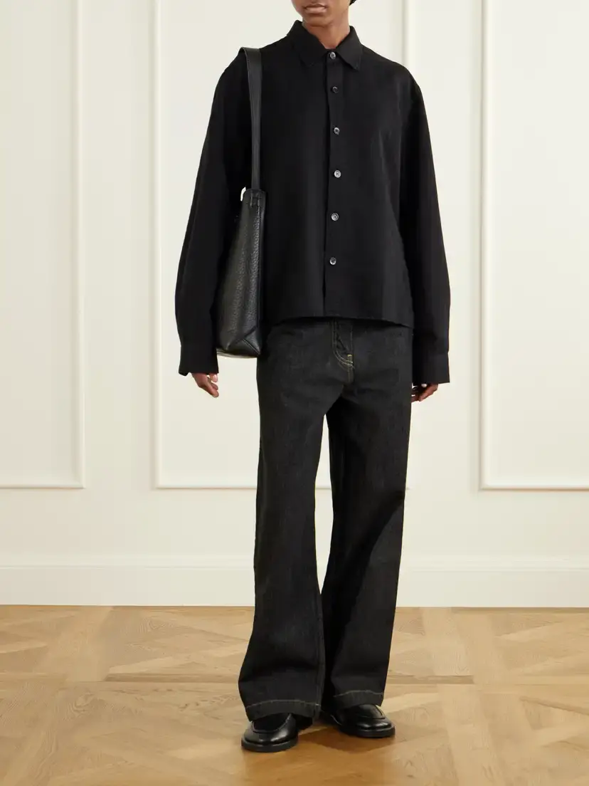 Studio Nicholson Hithe Garment-dyed Cotton And Linen-blend Shirt - Black | Thumbnail 2 Studio Nicholson Hithe Garment-dyed Cotton And Linen-blend Shirt - Black | Thumbnail 2