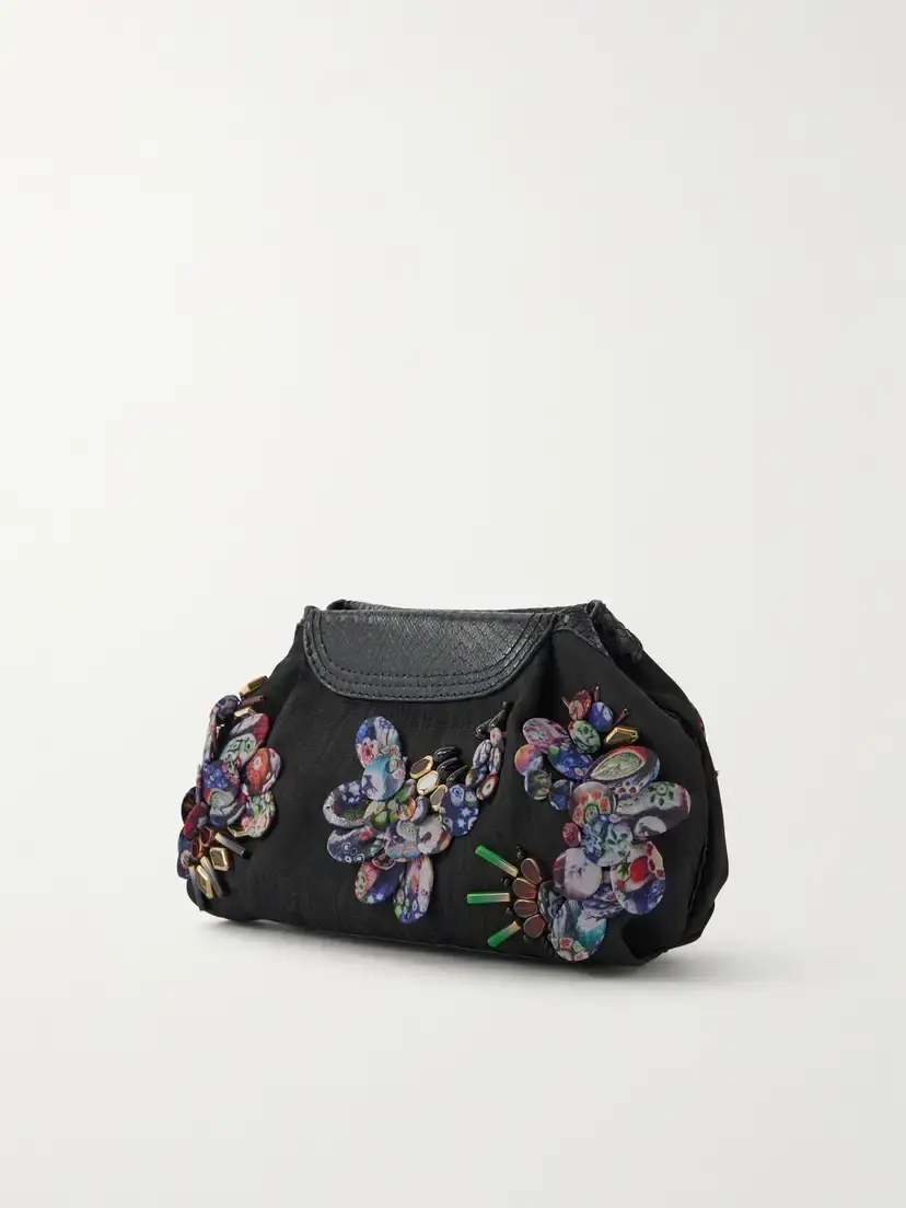 Dries Van Noten Bead-embellished Snake-effect Leather-trimmed Clutch | Thumbnail 4 Dries Van Noten Bead-embellished Snake-effect Leather-trimmed Clutch | Thumbnail 4
