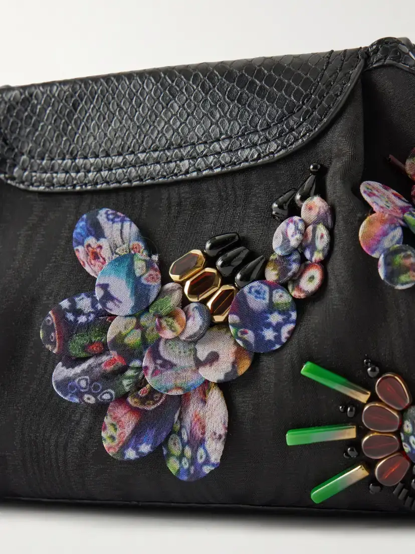 Dries Van Noten Bead-embellished Snake-effect Leather-trimmed Clutch | Thumbnail 6 Dries Van Noten Bead-embellished Snake-effect Leather-trimmed Clutch | Thumbnail 6