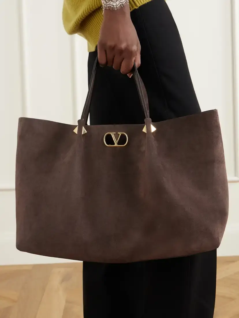 Valentino Garavani Vlogo Signature Studded Suede Tote | Thumbnail 2 Valentino Garavani Vlogo Signature Studded Suede Tote | Thumbnail 2