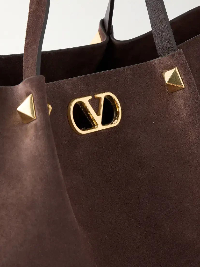 Valentino Garavani Vlogo Signature Studded Suede Tote | Thumbnail 6 Valentino Garavani Vlogo Signature Studded Suede Tote | Thumbnail 6