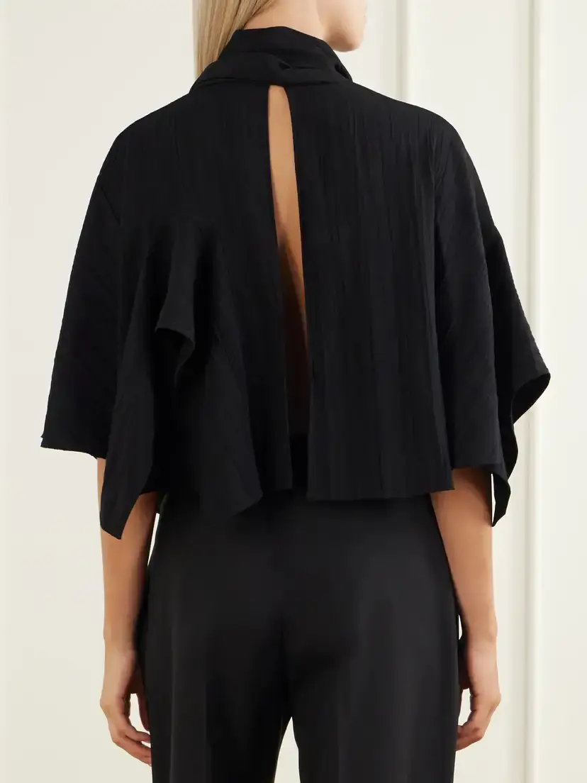 Tibi Cape-effect Tie-detailed Gauze Blouse | Thumbnail 3 Tibi Cape-effect Tie-detailed Gauze Blouse | Thumbnail 3