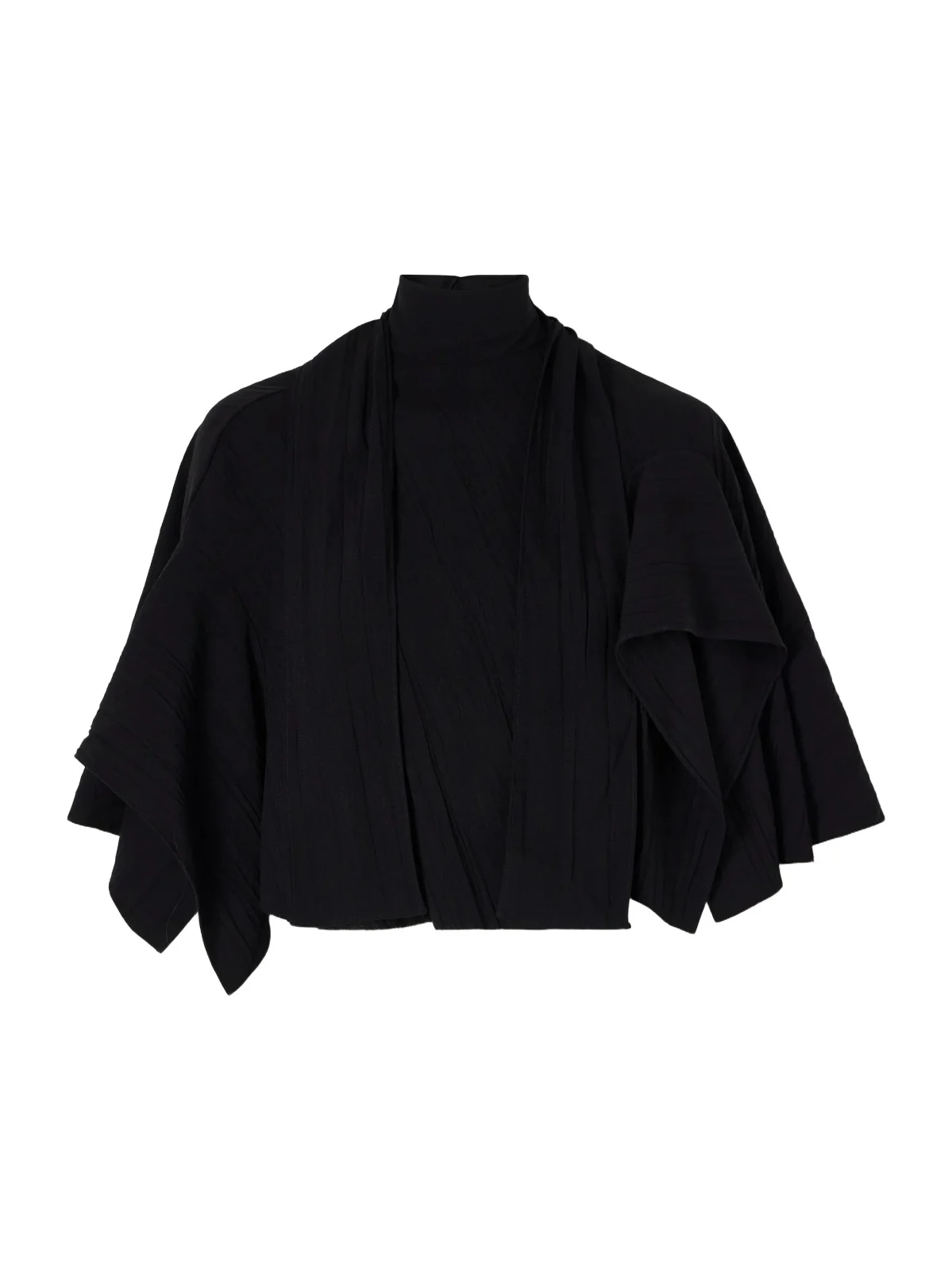 Cape-effect Tie-detailed Gauze Blouse Cape-effect Tie-detailed Gauze Blouse