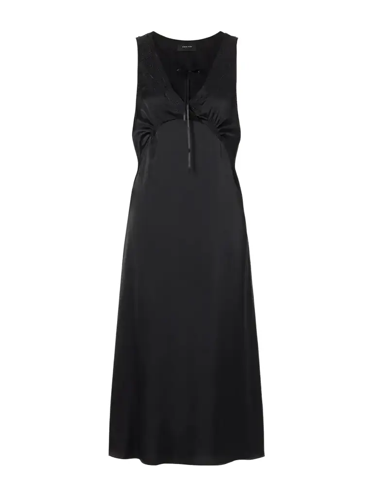 Simone Rocha Bow-detailed Embroidered Satin Midi Dress | Image 1 Simone Rocha Bow-detailed Embroidered Satin Midi Dress | Image 1