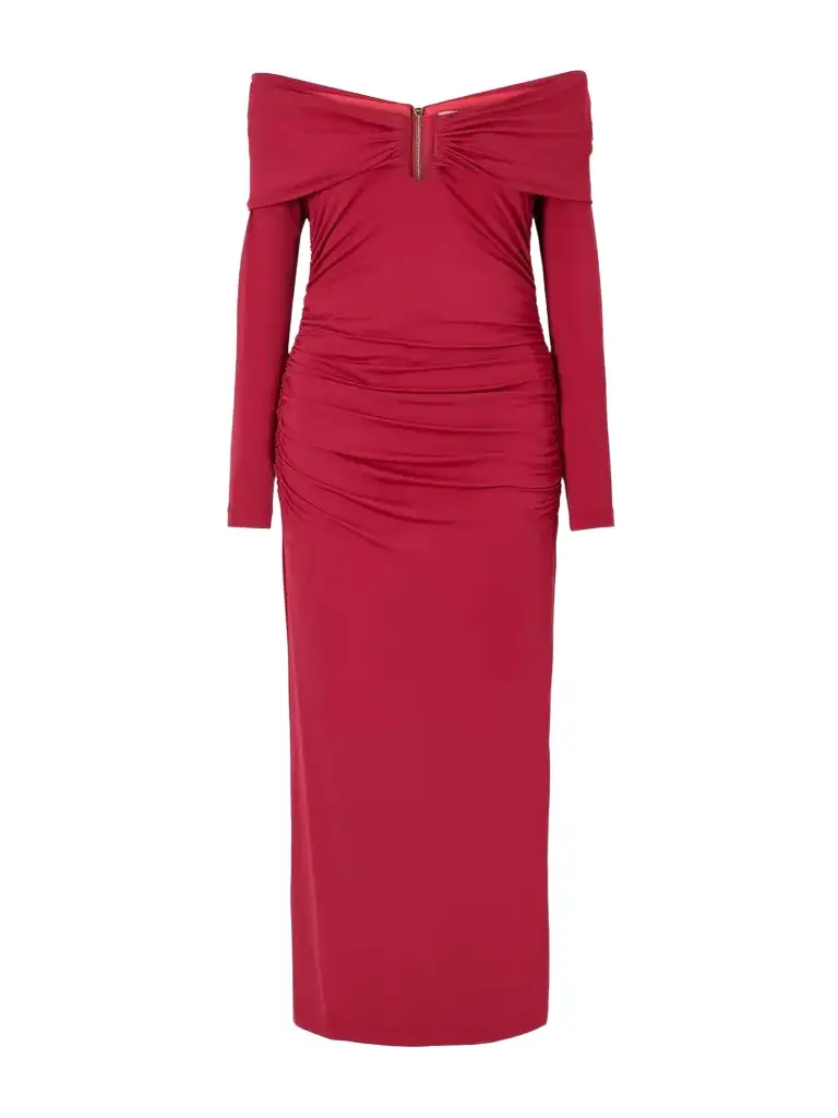 Draped Off-shoulder Jersey-stretch Midi Dress Draped Off-shoulder Jersey-stretch Midi Dress