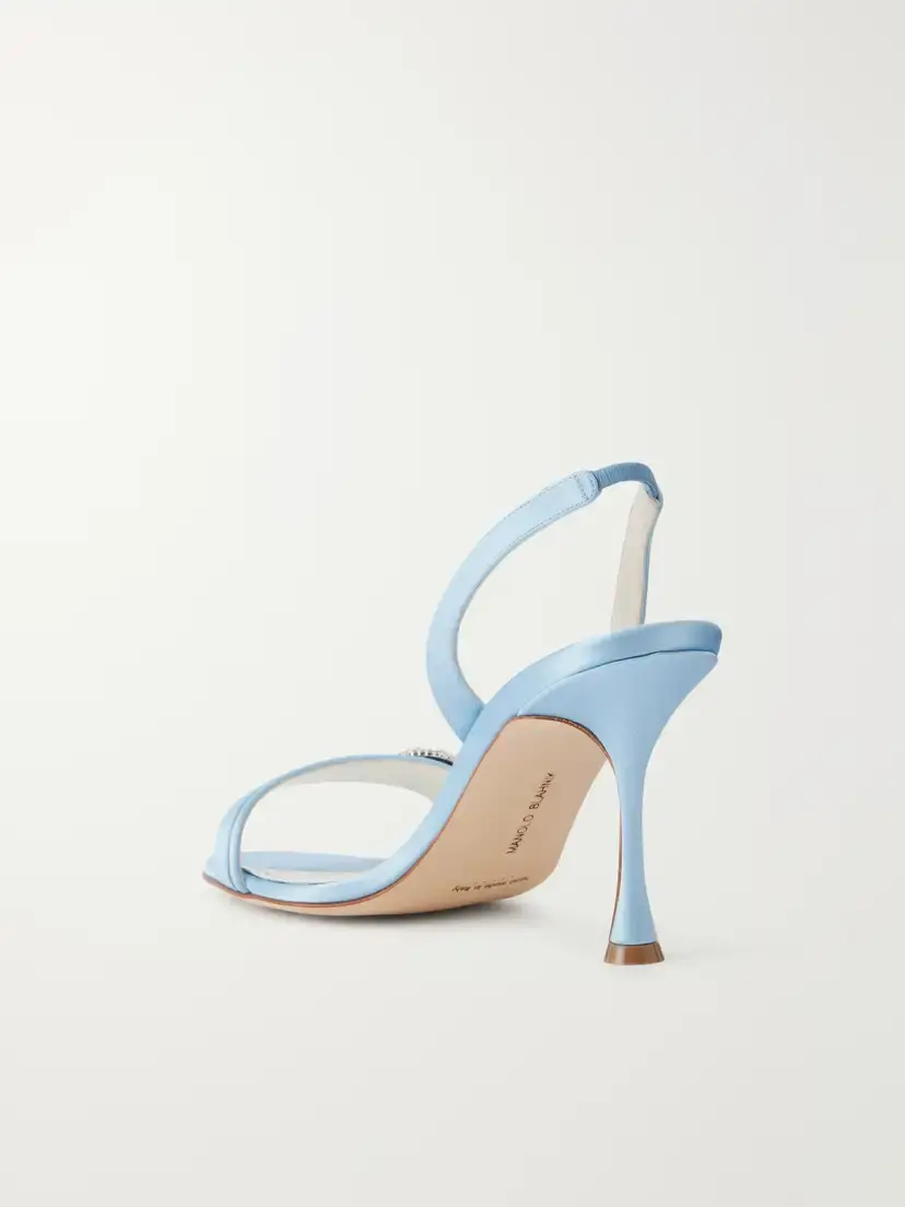 Manolo Blahnik Zutosan 90 Crystal-embellished Satin Slingback Sandals | Thumbnail 3