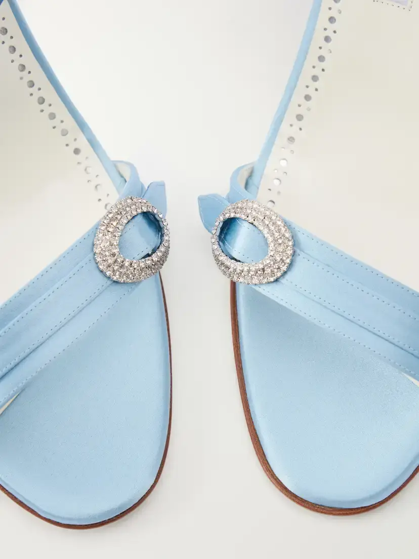 Manolo Blahnik Zutosan 90 Crystal-embellished Satin Slingback Sandals | Thumbnail 5