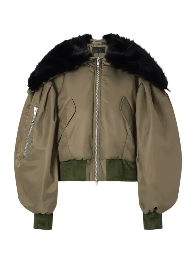 Simone Rocha Hooded Cropped Plush-trimmed Shell Bomber Jacket | Image 1 Simone Rocha Hooded Cropped Plush-trimmed Shell Bomber Jacket | Image 1