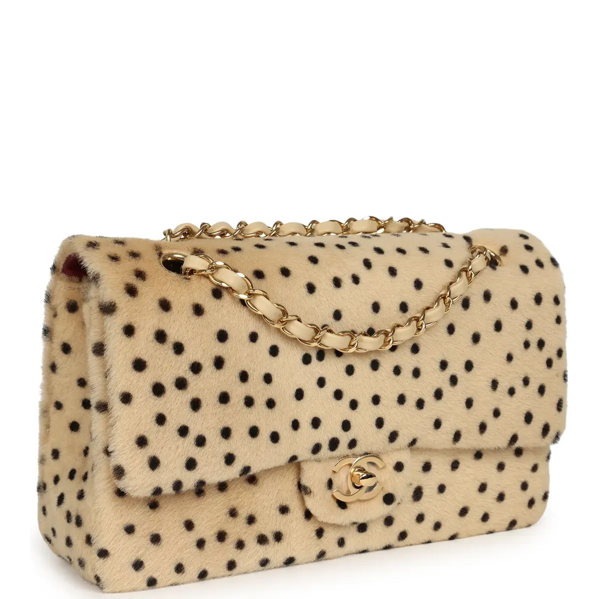 Chanel Chanel "Cheetah Print" Medium Flap Bag Light Beige Calf Hair and Black Lambskin Gold Hardware | Thumbnail 2 Chanel Chanel "Cheetah Print" Medium Flap Bag Light Beige Calf Hair and Black Lambskin Gold Hardware | Thumbnail 2