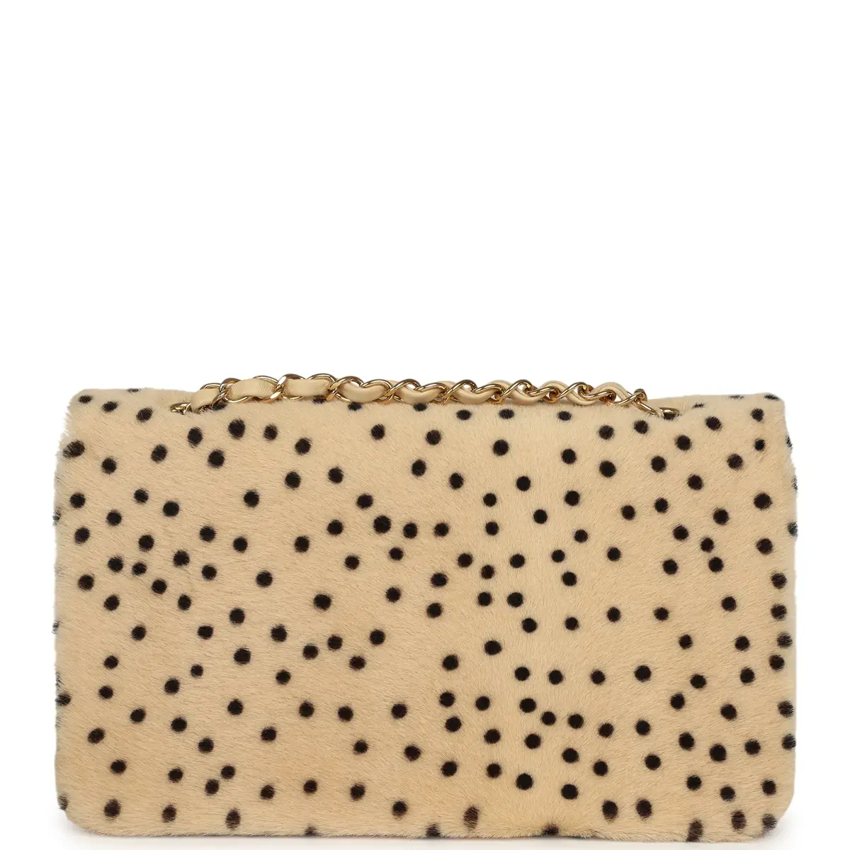 Chanel Chanel "Cheetah Print" Medium Flap Bag Light Beige Calf Hair and Black Lambskin Gold Hardware | Thumbnail 4 Chanel Chanel "Cheetah Print" Medium Flap Bag Light Beige Calf Hair and Black Lambskin Gold Hardware | Thumbnail 4
