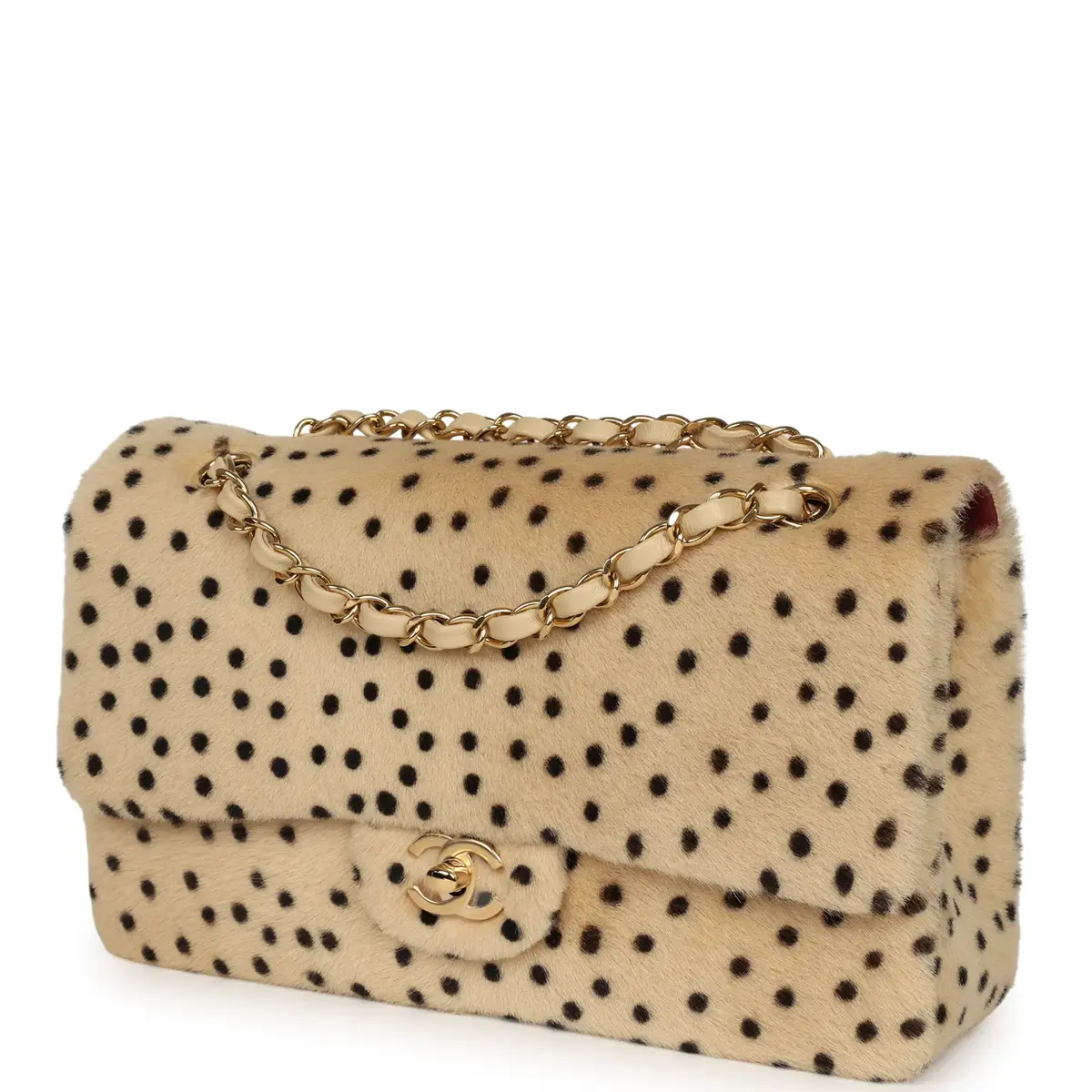 Chanel Chanel "Cheetah Print" Medium Flap Bag Light Beige Calf Hair and Black Lambskin Gold Hardware | Thumbnail 5 Chanel Chanel "Cheetah Print" Medium Flap Bag Light Beige Calf Hair and Black Lambskin Gold Hardware | Thumbnail 5