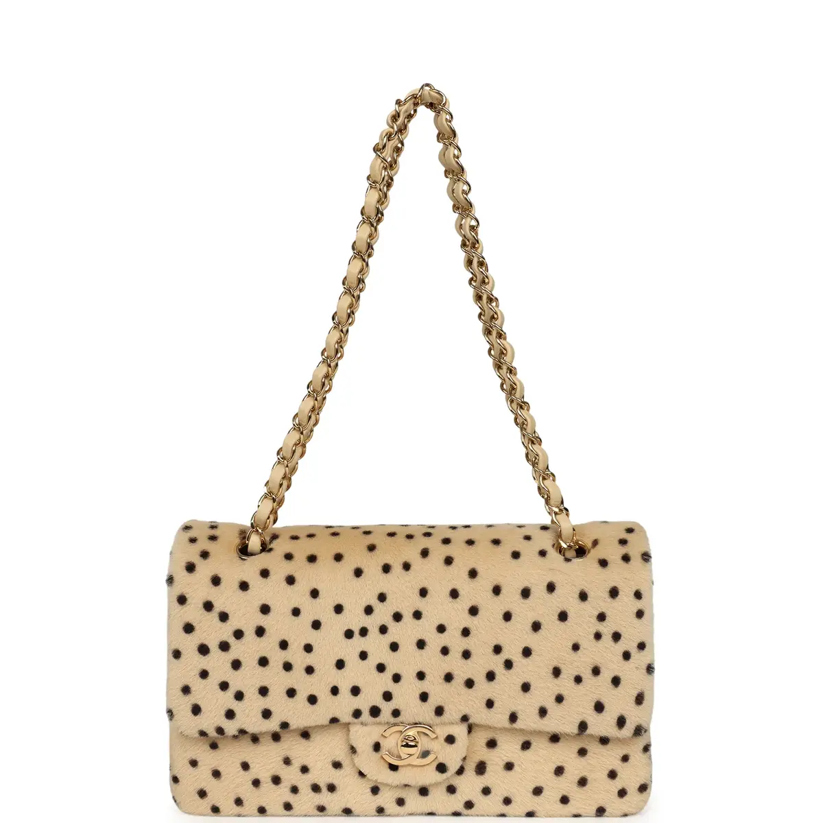Chanel Chanel "Cheetah Print" Medium Flap Bag Light Beige Calf Hair and Black Lambskin Gold Hardware | Thumbnail 7 Chanel Chanel "Cheetah Print" Medium Flap Bag Light Beige Calf Hair and Black Lambskin Gold Hardware | Thumbnail 7