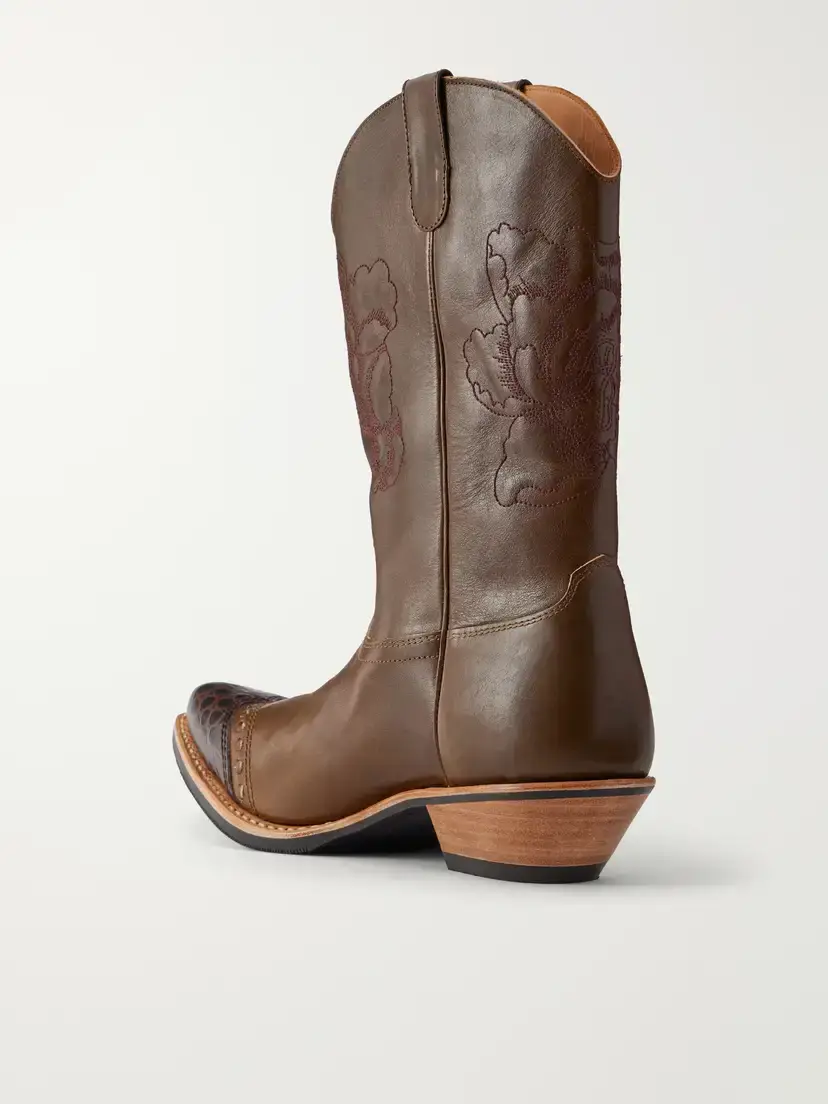 Our Legacy Floral Consultant Croc-effect Trimmed Leather Ankle Boots | Thumbnail 3 Our Legacy Floral Consultant Croc-effect Trimmed Leather Ankle Boots | Thumbnail 3