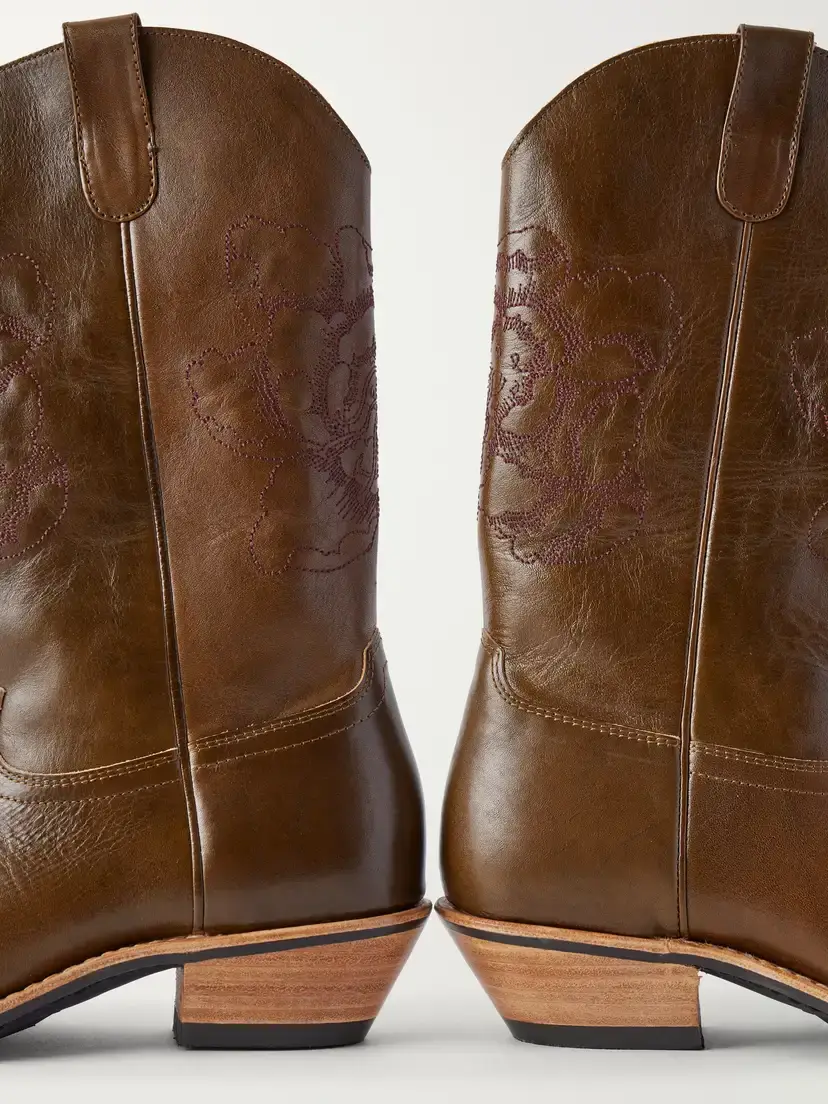Our Legacy Floral Consultant Croc-effect Trimmed Leather Ankle Boots | Thumbnail 5 Our Legacy Floral Consultant Croc-effect Trimmed Leather Ankle Boots | Thumbnail 5
