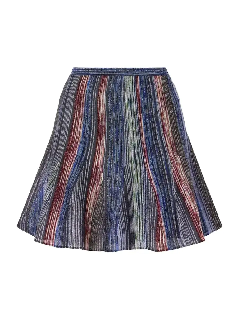 Striped Metallic Crochet-knit Mini Skirt Striped Metallic Crochet-knit Mini Skirt
