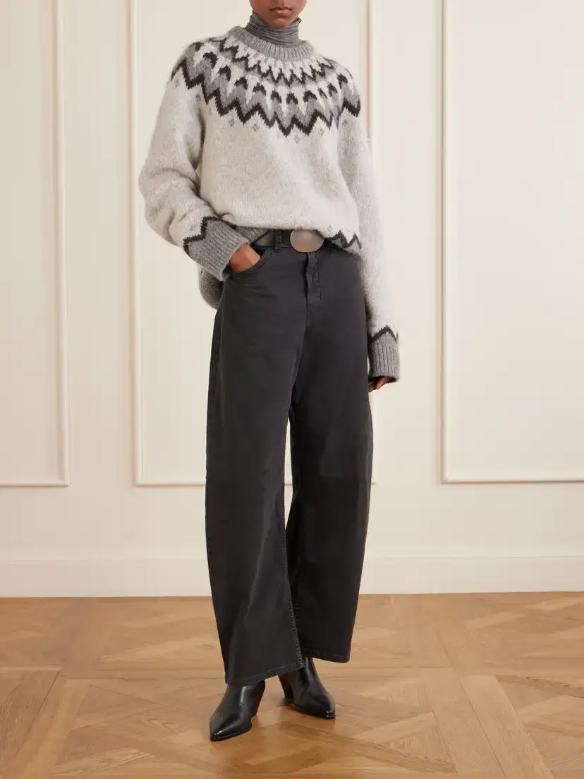 Nili Lotan Alan Fair Isle Intarsia-knit Wool And Alpaca-blend Sweater - Gray | Thumbnail 2