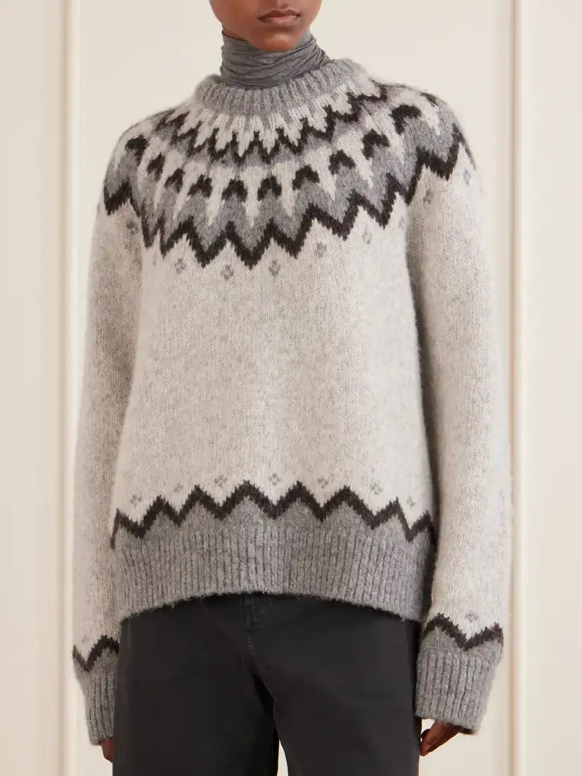 Nili Lotan Alan Fair Isle Intarsia-knit Wool And Alpaca-blend Sweater - Gray | Thumbnail 3