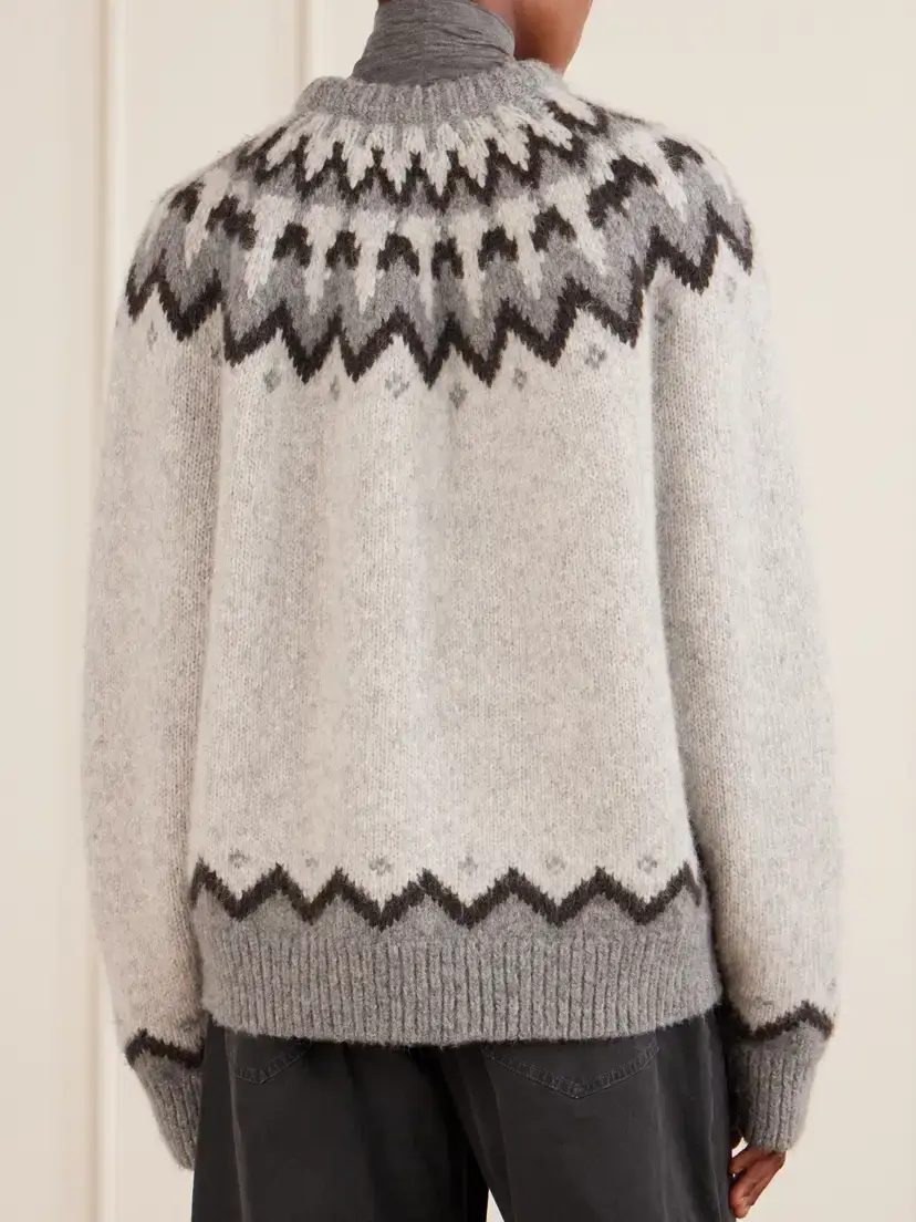 Nili Lotan Alan Fair Isle Intarsia-knit Wool And Alpaca-blend Sweater - Gray | Thumbnail 4