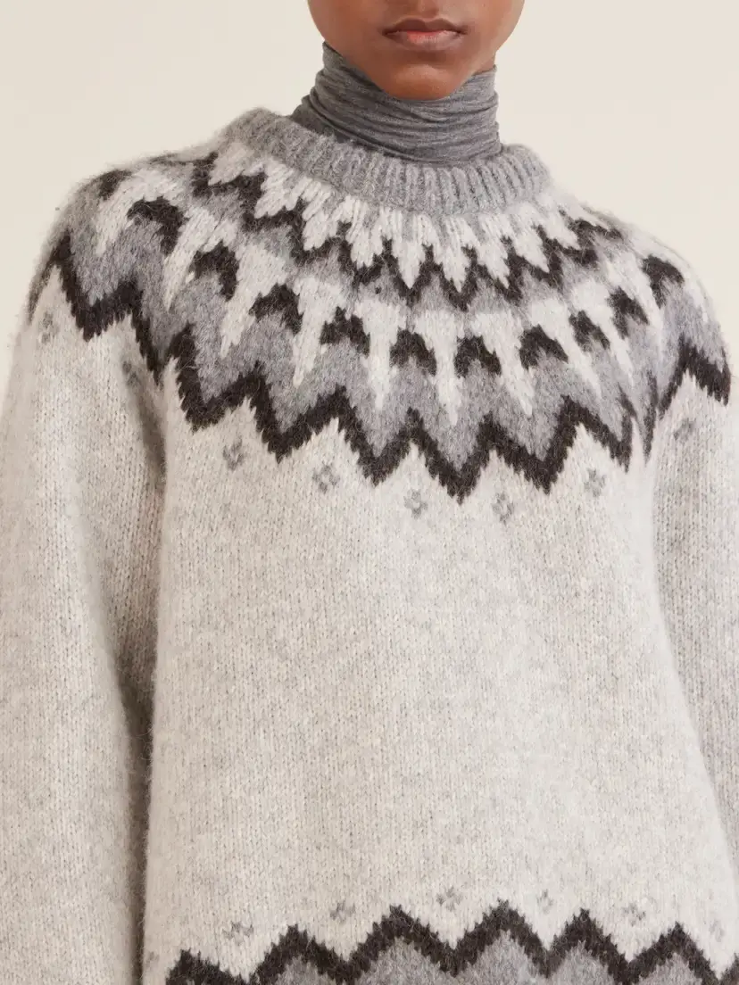 Nili Lotan Alan Fair Isle Intarsia-knit Wool And Alpaca-blend Sweater - Gray | Thumbnail 5