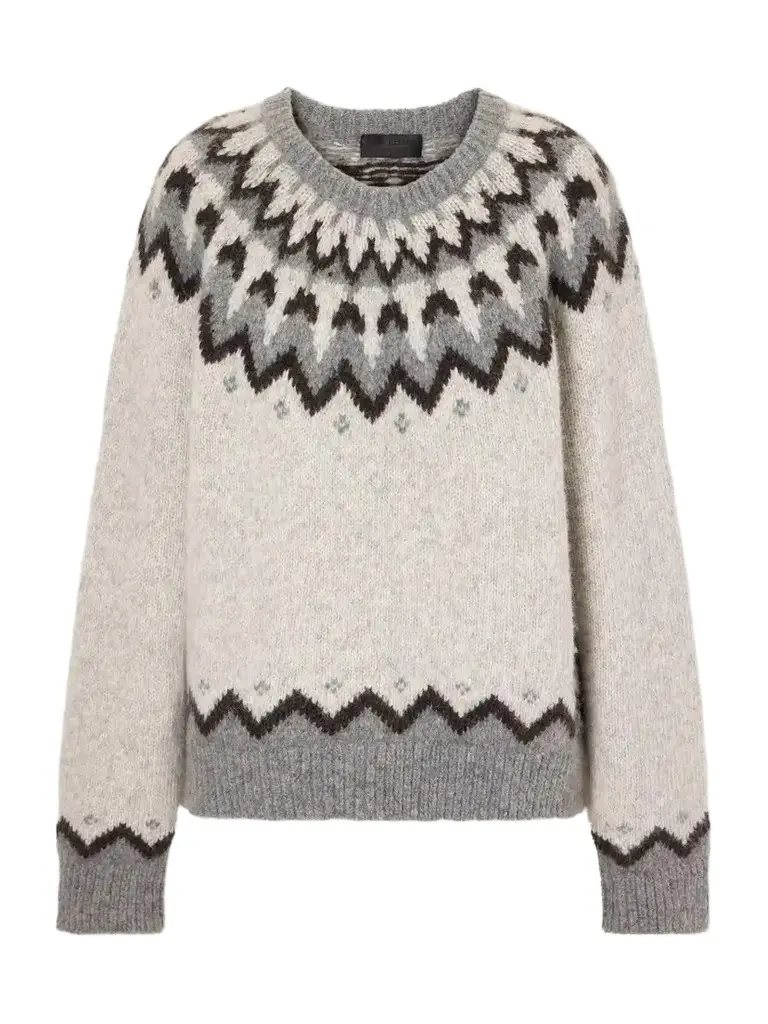 Nili Lotan Alan Fair Isle Intarsia-knit Wool And Alpaca-blend Sweater - Gray