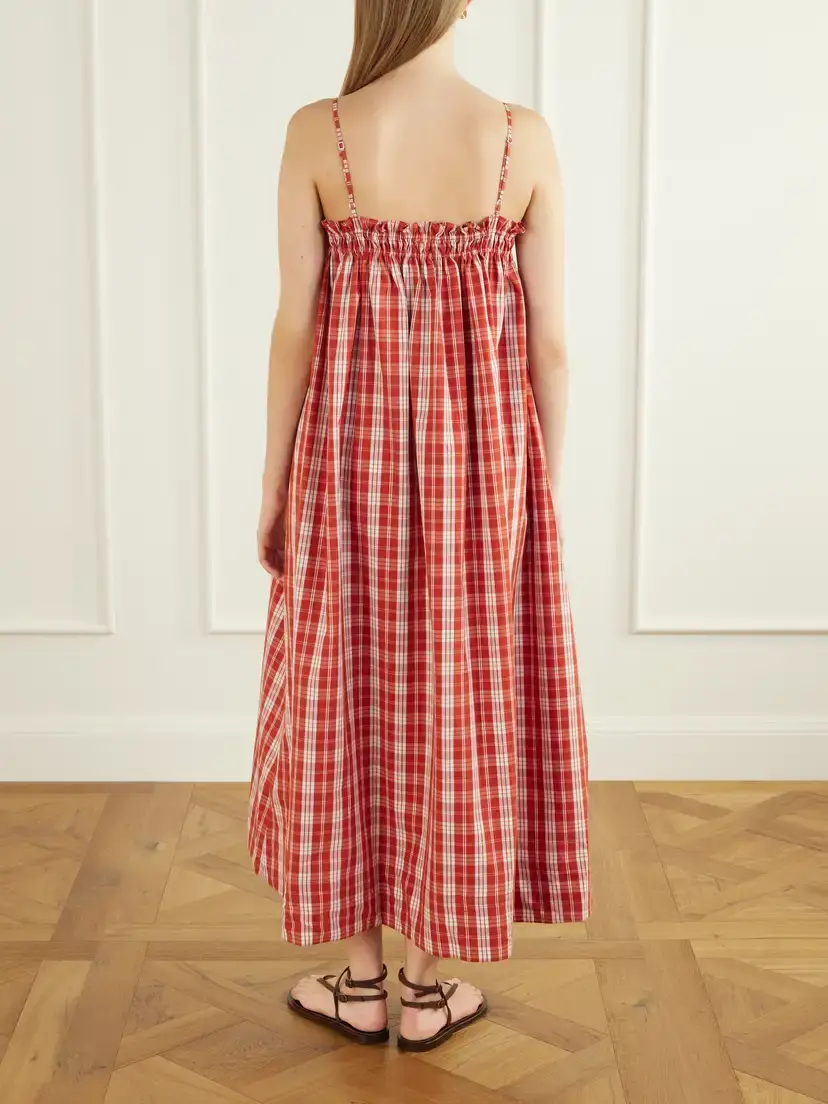 Faithfull Greta Checked Cotton Midi Dress | Thumbnail 3 Faithfull Greta Checked Cotton Midi Dress | Thumbnail 3