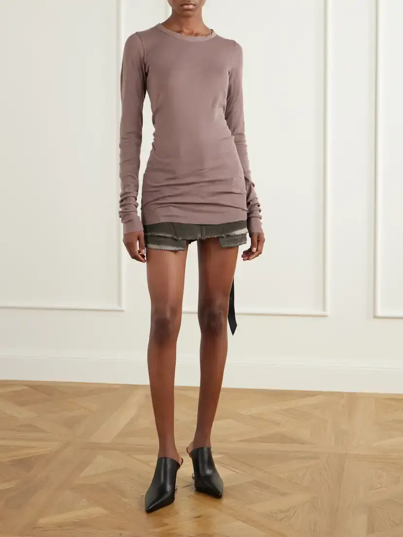 Rick Owens Drkshdw Frayed Cotton-gauze Jersey T-shirt | Thumbnail 2 Rick Owens Drkshdw Frayed Cotton-gauze Jersey T-shirt | Thumbnail 2