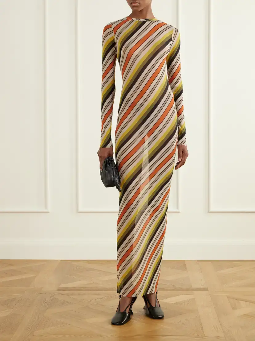 Jean Paul Gaultier Retro Stripe Printed Mesh Maxi Dress | Thumbnail 2 Jean Paul Gaultier Retro Stripe Printed Mesh Maxi Dress | Thumbnail 2