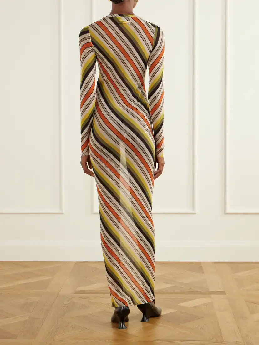 Jean Paul Gaultier Retro Stripe Printed Mesh Maxi Dress | Thumbnail 3 Jean Paul Gaultier Retro Stripe Printed Mesh Maxi Dress | Thumbnail 3