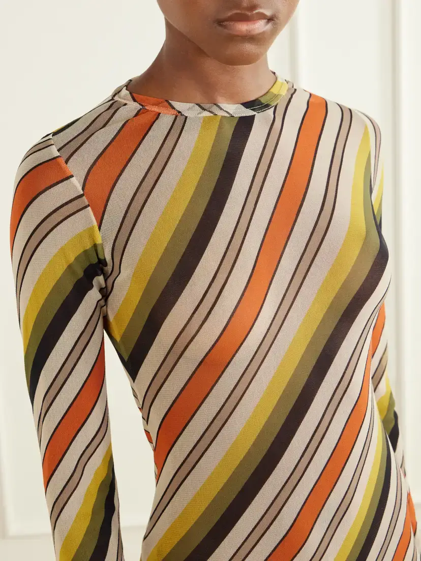 Jean Paul Gaultier Retro Stripe Printed Mesh Maxi Dress | Thumbnail 4 Jean Paul Gaultier Retro Stripe Printed Mesh Maxi Dress | Thumbnail 4