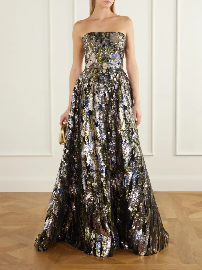 Elie Saab Strapless Embroidered Sequined Tulle Gown | Thumbnail 2