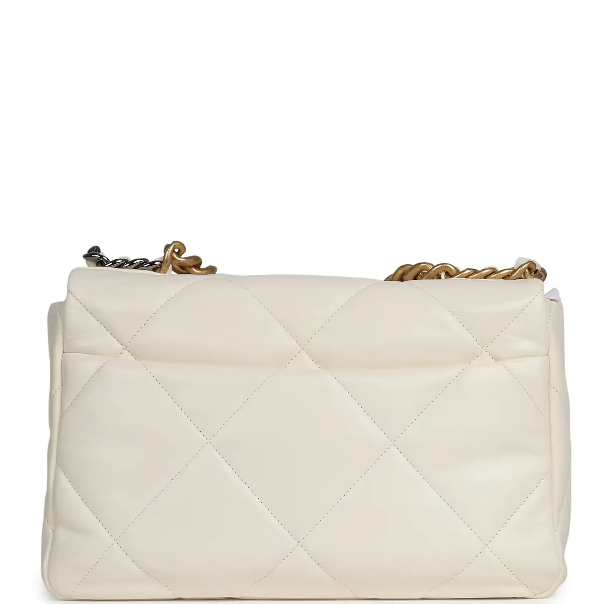 Chanel Chanel Large 19 Flap Bag White Shiny Lambskin Mixed Metal Hardware | Thumbnail 3 Chanel Chanel Large 19 Flap Bag White Shiny Lambskin Mixed Metal Hardware | Thumbnail 3