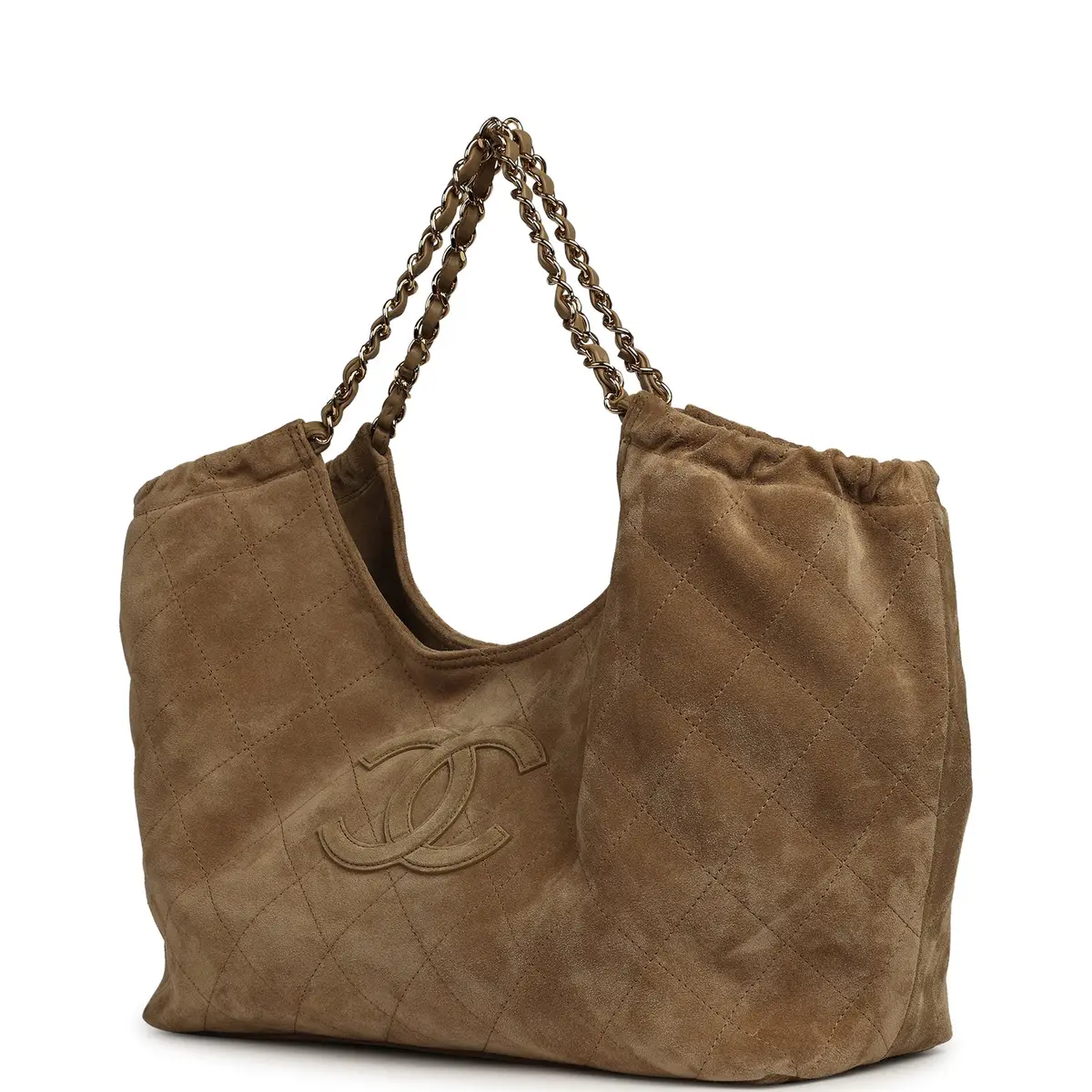 Chanel Chanel Large CC Cabas Hobo Bag Dark Beige Suede Gold Hardware | Thumbnail 5 Chanel Chanel Large CC Cabas Hobo Bag Dark Beige Suede Gold Hardware | Thumbnail 5