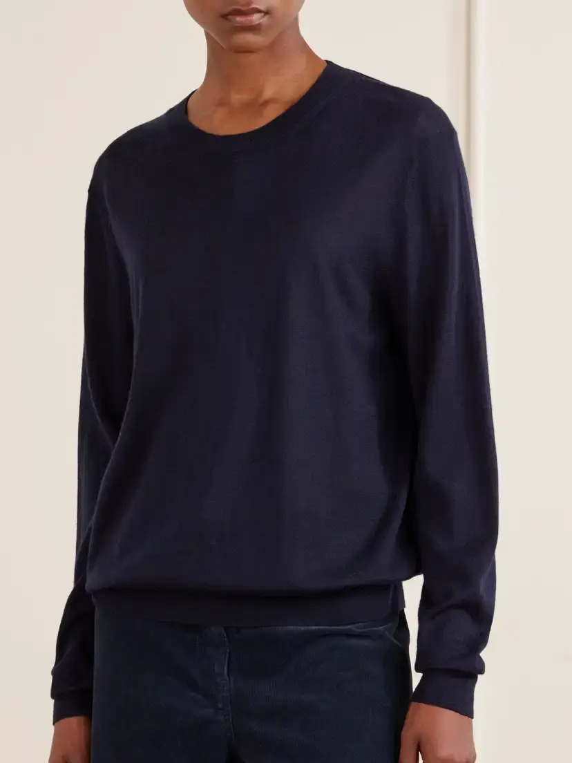 Nili Lotan Verit Cashmere And Silk-blend Sweater - Blue | Thumbnail 3
