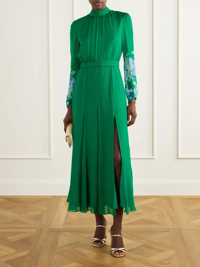 Saloni Jacqui D Belted Flower-printed Silk-chiffon Midi Dress | Thumbnail 2 Saloni Jacqui D Belted Flower-printed Silk-chiffon Midi Dress | Thumbnail 2