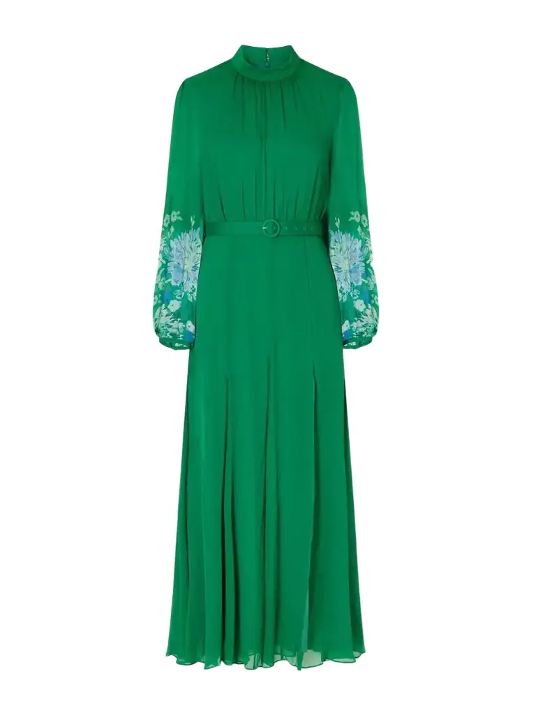 Saloni Jacqui D Belted Flower-printed Silk-chiffon Midi Dress | Image 1 Saloni Jacqui D Belted Flower-printed Silk-chiffon Midi Dress | Image 1