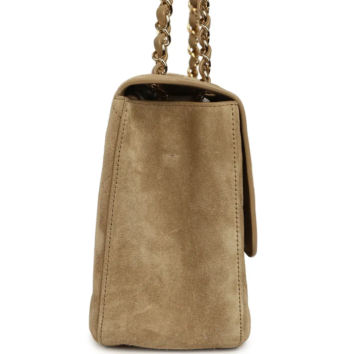 Chanel Chanel Maxi "Souplissimo" Small Flap Bag Dark Beige Suede Gold Hardware | Thumbnail 3 Chanel Chanel Maxi "Souplissimo" Small Flap Bag Dark Beige Suede Gold Hardware | Thumbnail 3
