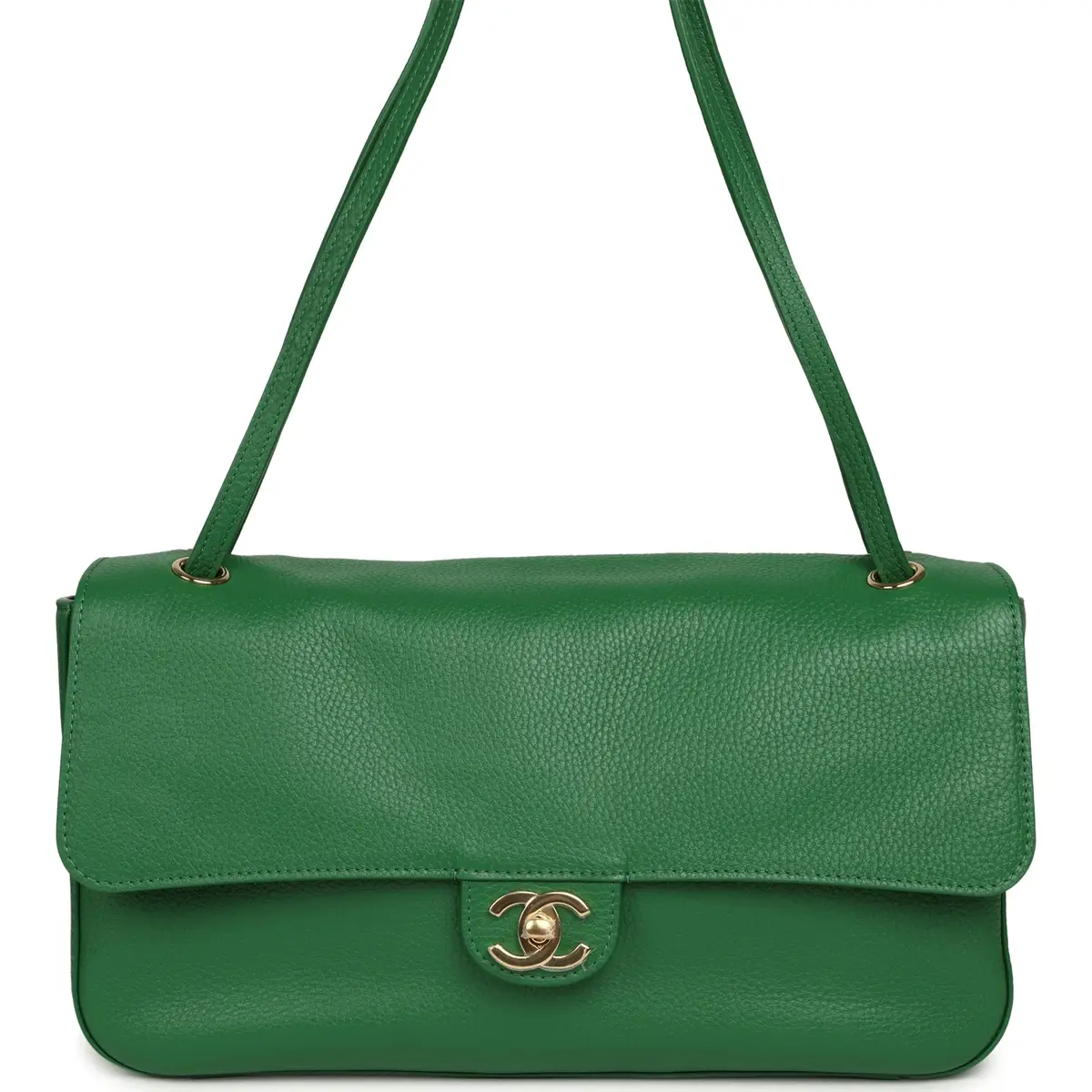 Chanel Chanel Maxi "Souplissimo" Small Flap Bag Green Grained Calfskin Gold Hardware | Image 1 Chanel Chanel Maxi "Souplissimo" Small Flap Bag Green Grained Calfskin Gold Hardware | Image 1