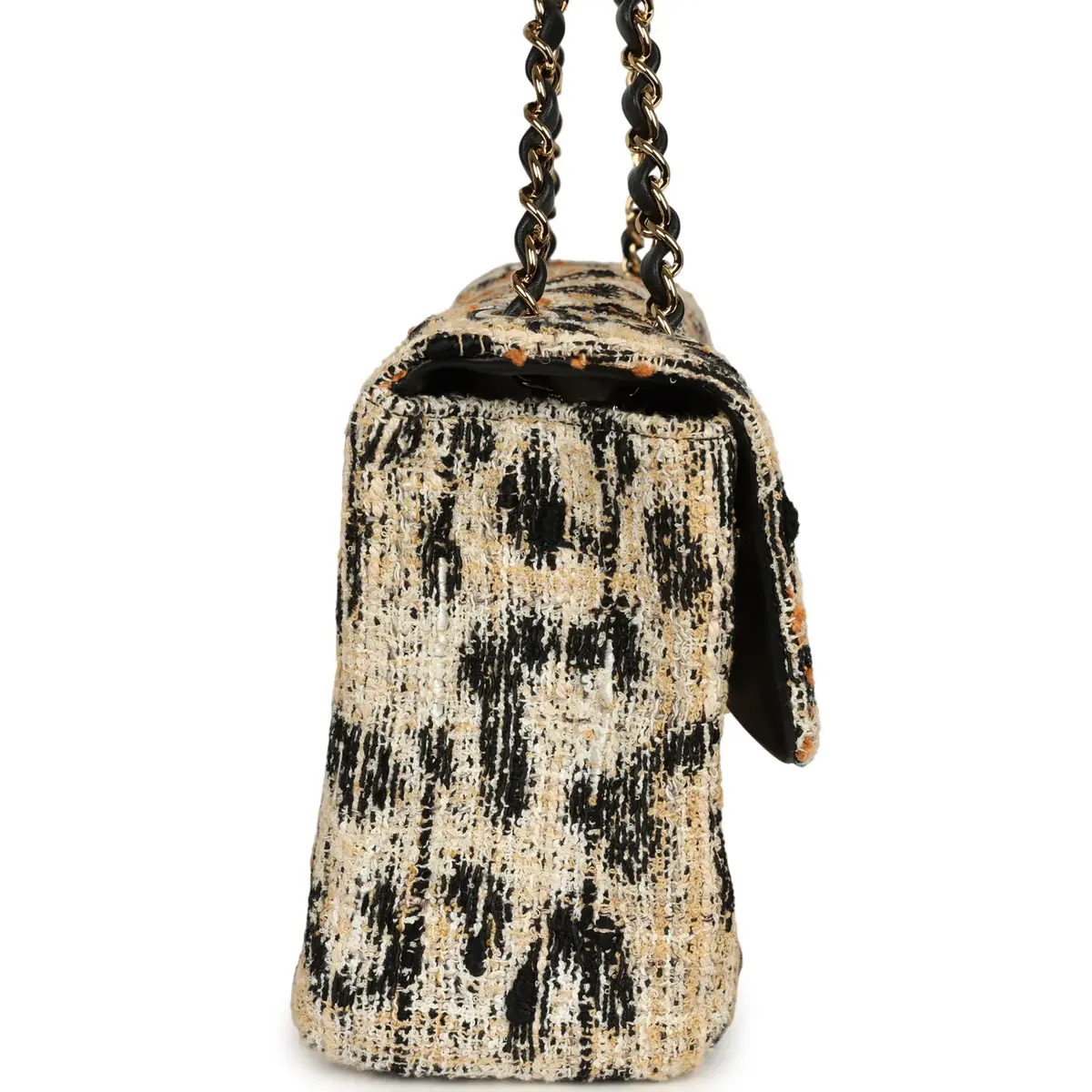 Chanel Chanel Maxi Leopard Print "Souplissimo" Small Flap Bag Brown, Black, White Tweed, Mixed Fibers Gold Hardware | Thumbnail 3 Chanel Chanel Maxi Leopard Print "Souplissimo" Small Flap Bag Brown, Black, White Tweed, Mixed Fibers Gold Hardware | Thumbnail 3