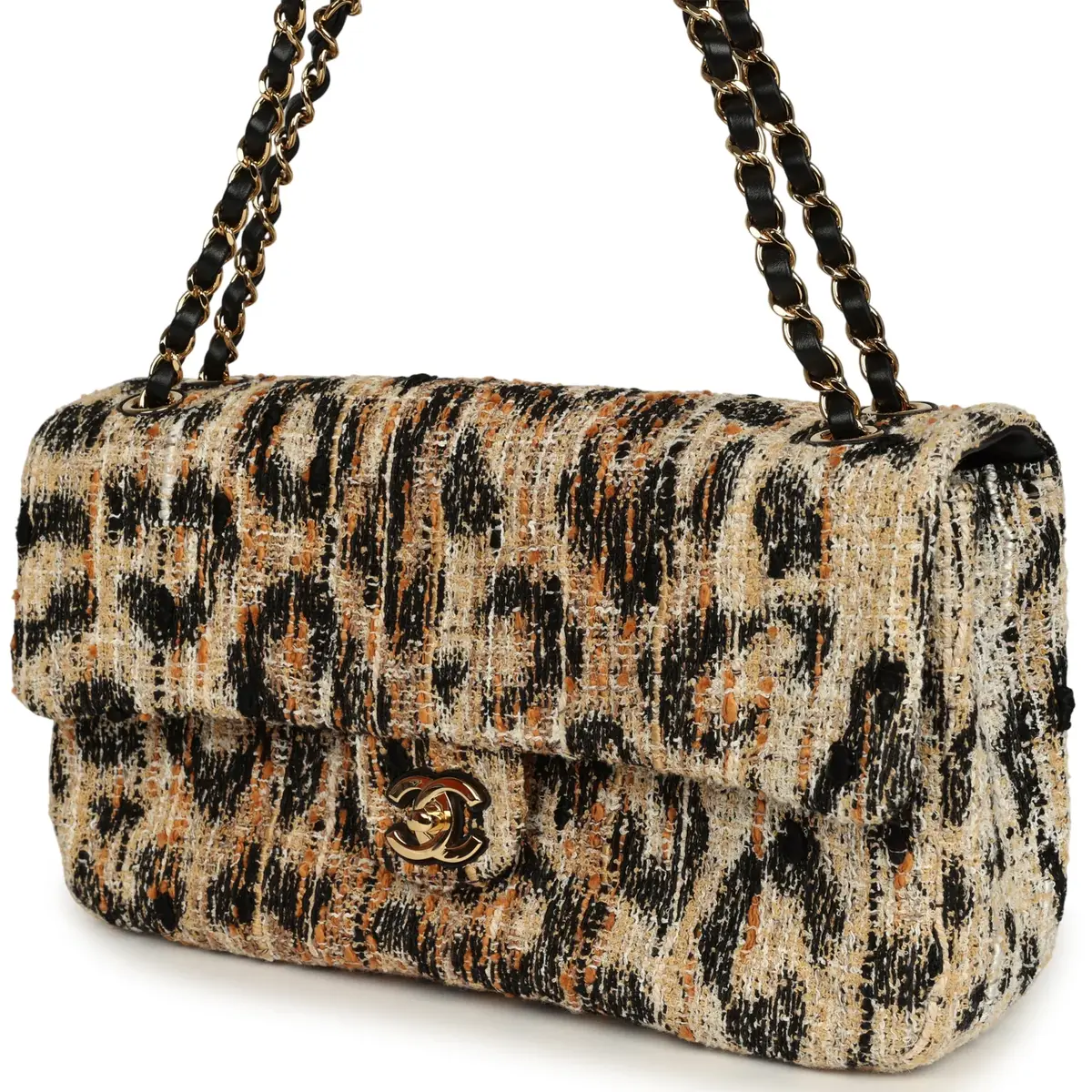 Chanel Chanel Maxi Leopard Print "Souplissimo" Small Flap Bag Brown, Black, White Tweed, Mixed Fibers Gold Hardware | Thumbnail 5 Chanel Chanel Maxi Leopard Print "Souplissimo" Small Flap Bag Brown, Black, White Tweed, Mixed Fibers Gold Hardware | Thumbnail 5