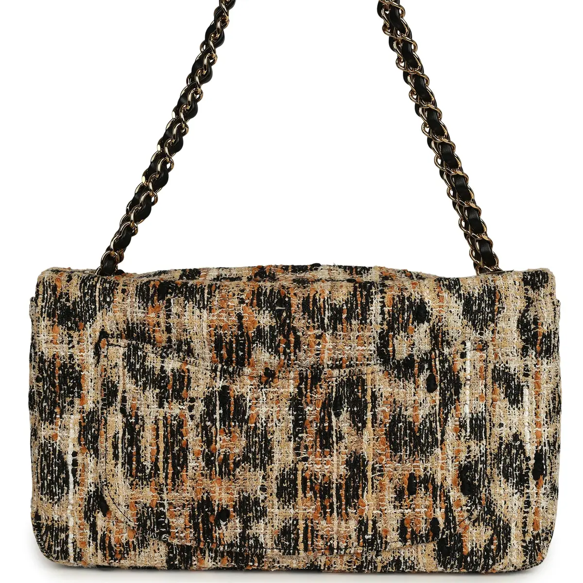 Chanel Chanel Maxi Leopard Print "Souplissimo" Small Flap Bag Brown, Black, White Tweed, Mixed Fibers Gold Hardware | Thumbnail 4 Chanel Chanel Maxi Leopard Print "Souplissimo" Small Flap Bag Brown, Black, White Tweed, Mixed Fibers Gold Hardware | Thumbnail 4