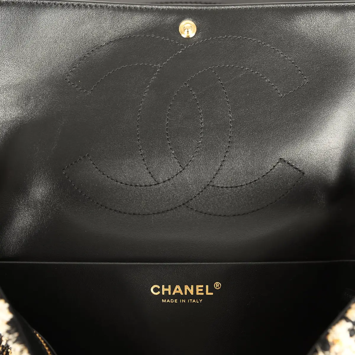 Chanel Chanel Maxi Leopard Print "Souplissimo" Small Flap Bag Brown, Black, White Tweed, Mixed Fibers Gold Hardware | Thumbnail 10 Chanel Chanel Maxi Leopard Print "Souplissimo" Small Flap Bag Brown, Black, White Tweed, Mixed Fibers Gold Hardware | Thumbnail 10