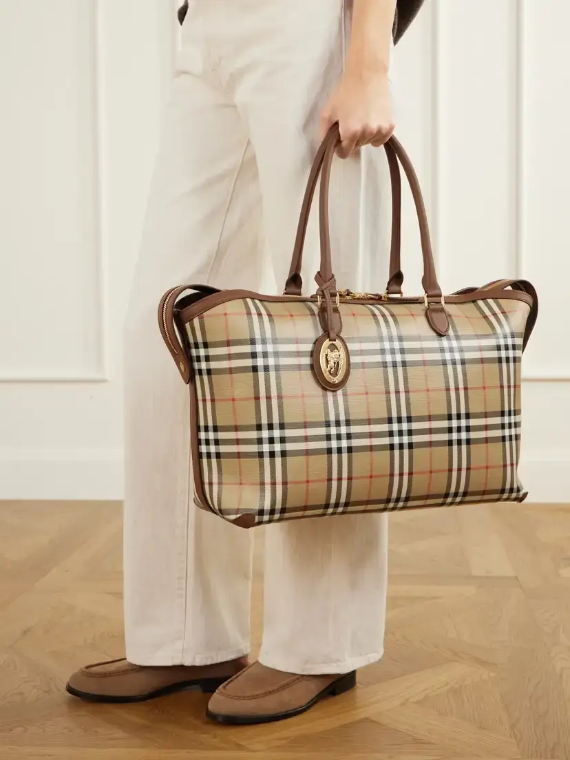 Burberry Medium Check Zip Leather-trimmed Tote | Thumbnail 2