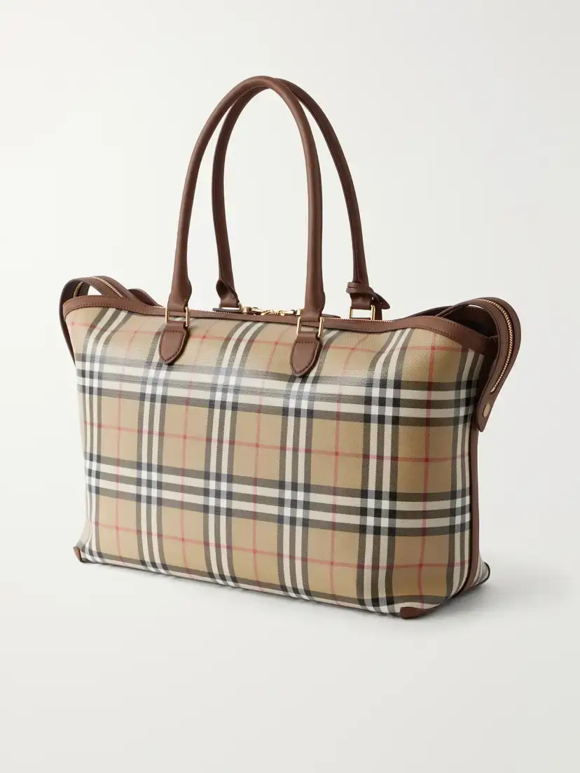 Burberry Medium Check Zip Leather-trimmed Tote | Thumbnail 4